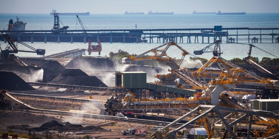 Hay Point. Australia's bulk coal terminals. Reclaimers, conveyors and stackers for handling and exporting coal.